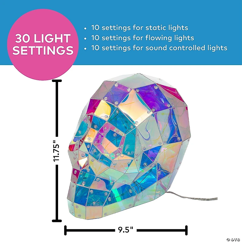 9 1/2" Halloween Multicolor Prismatic Skull Light-Up LED Light