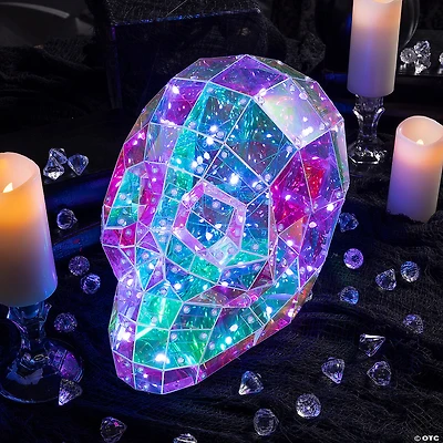 9 1/2" Halloween Multicolor Prismatic Skull Light-Up LED Light