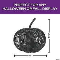 9 1/2" x 9 3/4" Rattan Pumpkin with Purple Light Strand Halloween Decoration