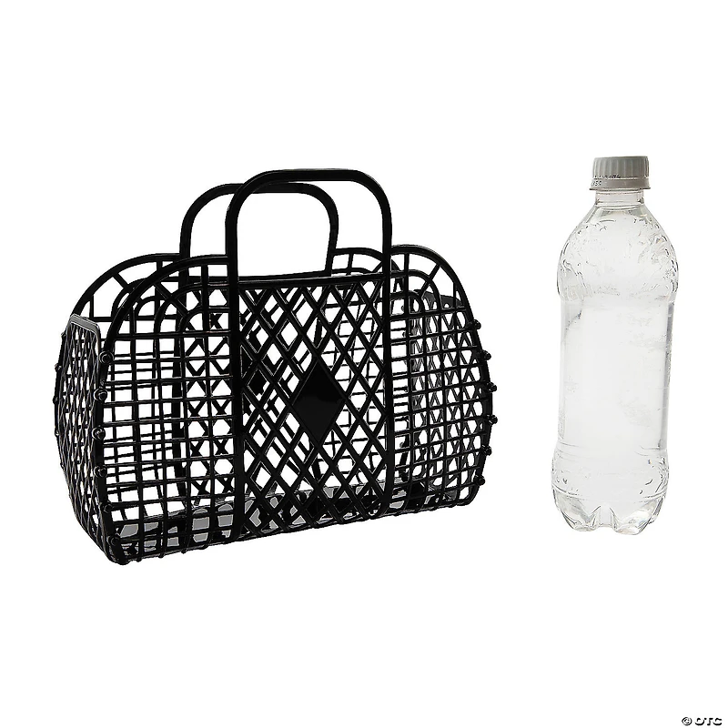 9 3/4" x 4" x 8 1/2" Medium Black Plastic Jelly Tote Bags - 6 Pc.