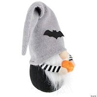 9.5" Black and Gray Standing Gnome with Pumpkin Halloween Decoration