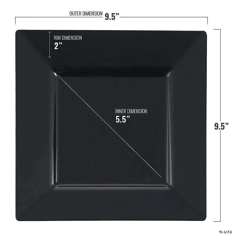 9.5" Square Plastic Dinner Plates (40 Plates