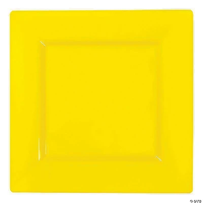 9.5" Yellow Square Plastic Dinner Plates (40 Plates)