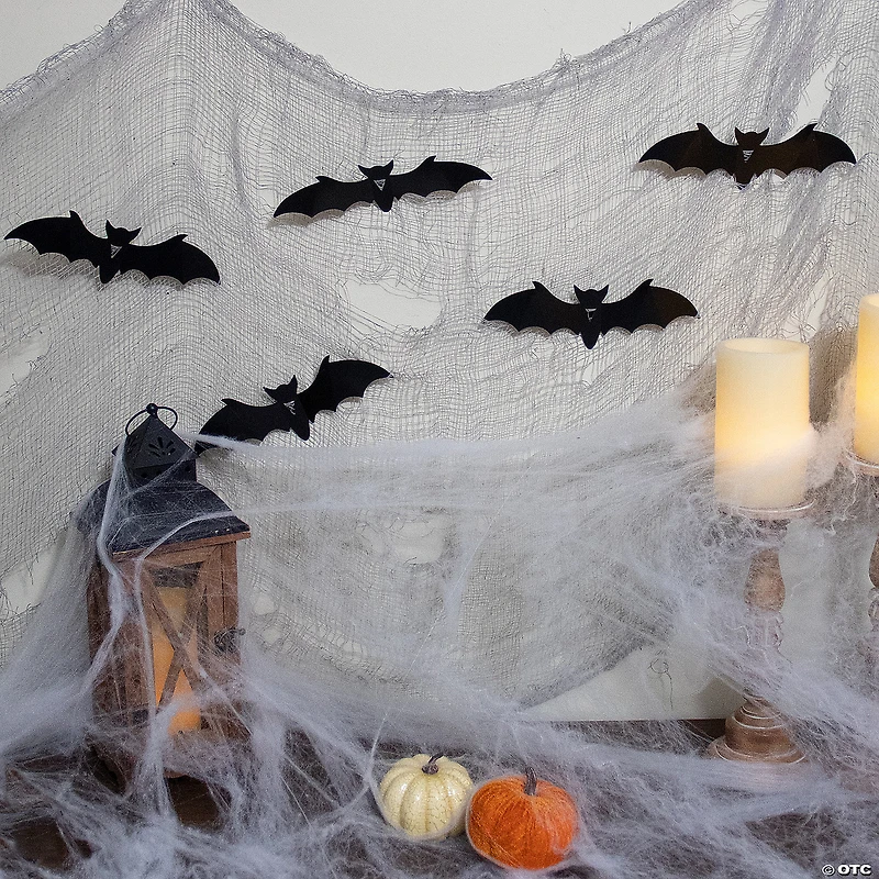 9.75' Gray Gauze and Bats Halloween Decoration Kit