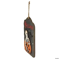 9.75" Skeleton and Jack-O-Lantern Halloween Wall Sign