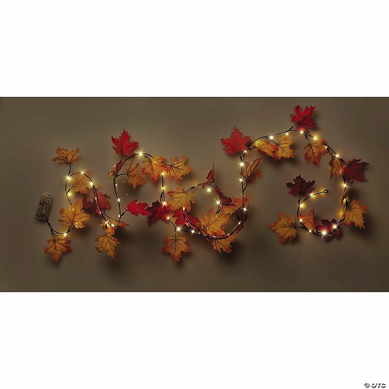 9 Ft. Light-Up Red & Orange Fall Leaf Garland