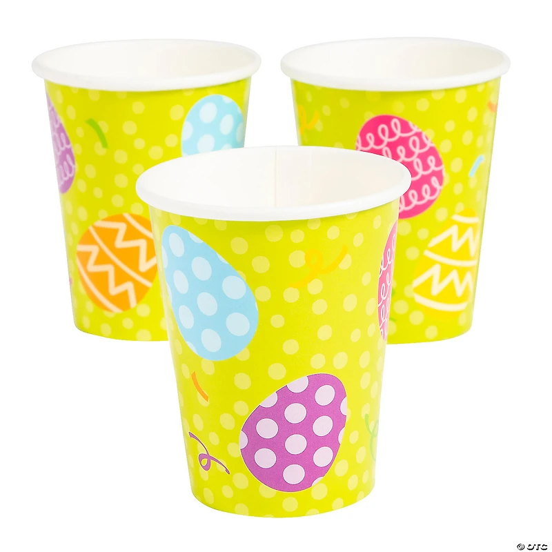 9 oz. Bright Easter Egg Polka Dots & Ribbons Disposable Paper Cups - 8 Ct.