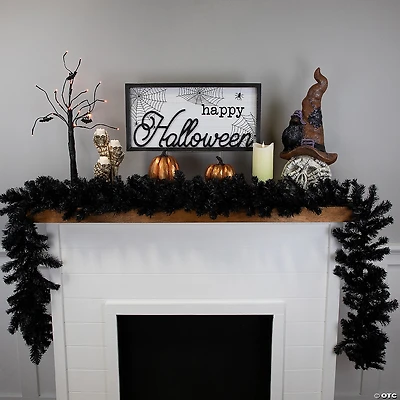9' Proper 10" Black Colorado Spruce Artificial Halloween Garland - Unlit