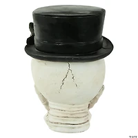 9" Skull with Top Hat and Roses Halloween Decoration