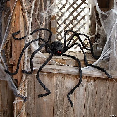 98 1/2" Large Poseable Hairy Black Spider Halloween Decoration
