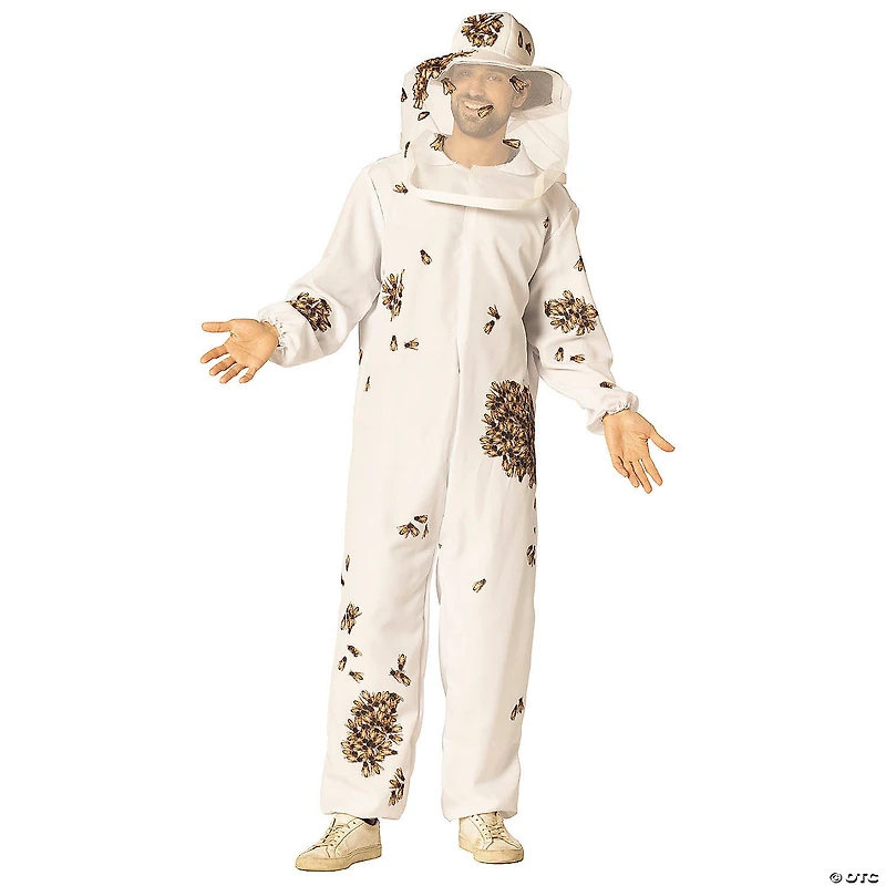 Adults Beekeeper with Printed Bees Jumpsuit Costume - One Size