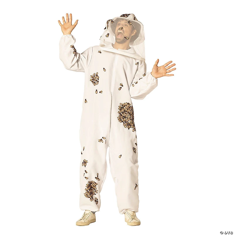 Adults Beekeeper with Printed Bees Jumpsuit Costume - One Size