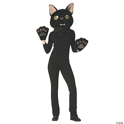 Adults Black Cat Mask & Paws Costume Kit - One Size
