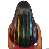 Adults Brown Long Straight Wig with Hidden Rainbow