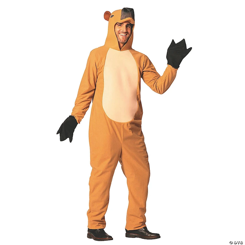 Adults Capybara Hooded Jumpsuit Costume - One Size