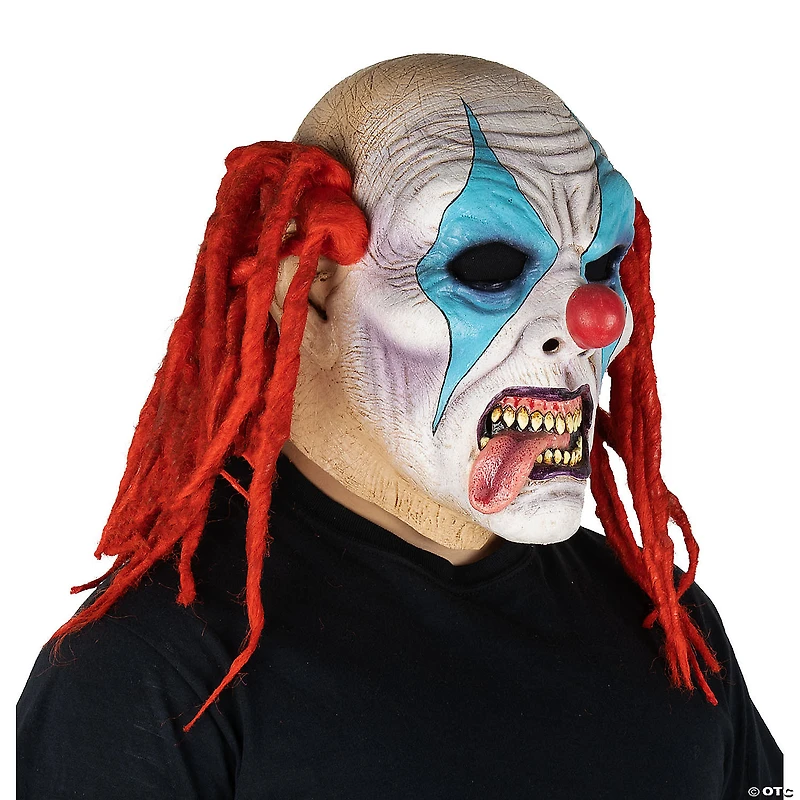 Adults Deluxe Kill the Clowns Crazy Clown Latex Mask with Hair - One Size