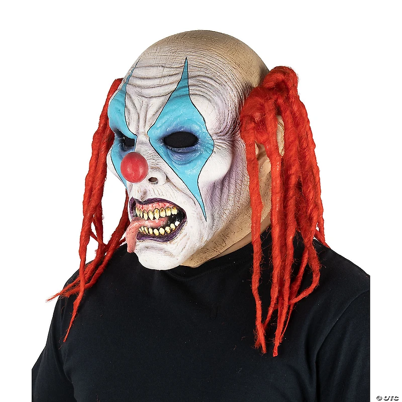 Adults Deluxe Kill the Clowns Crazy Clown Latex Mask with Hair - One Size