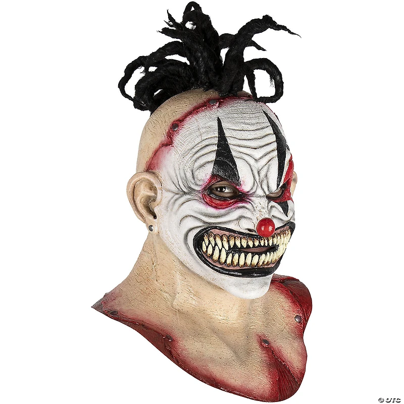 Adults Deluxe Kill the Clowns Punk Clown Latex Mask with Full Cowl - One Size
