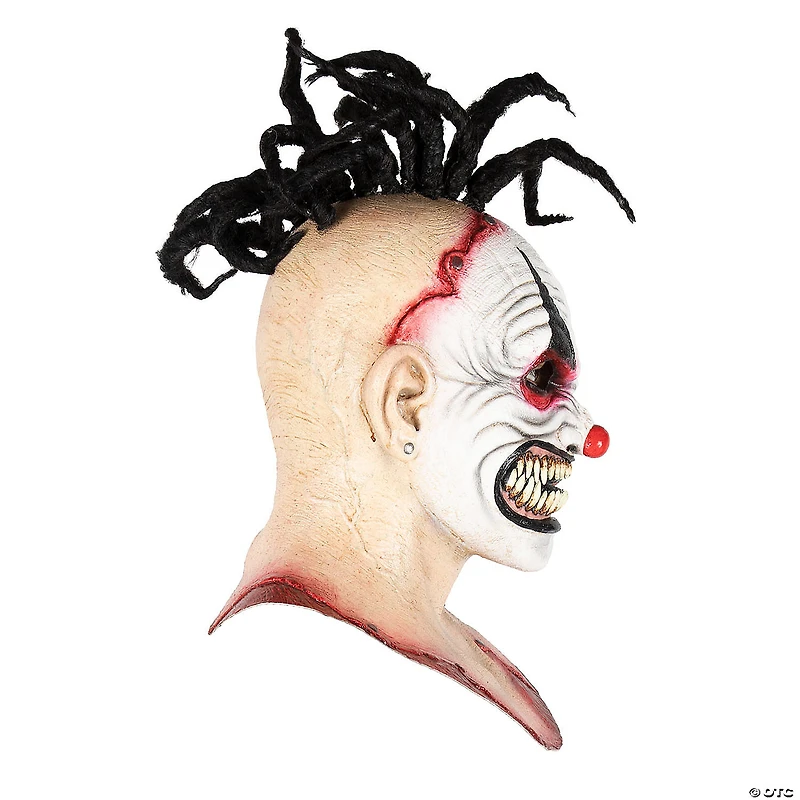 Adults Deluxe Kill the Clowns Punk Clown Latex Mask with Full Cowl - One Size