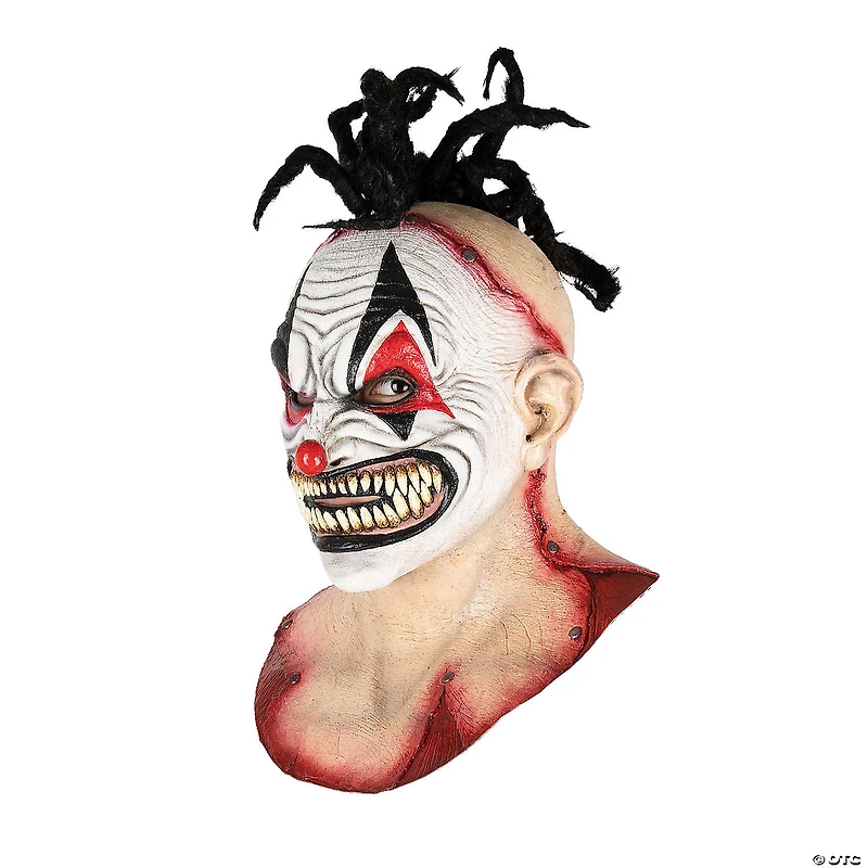 Adults Deluxe Kill the Clowns Punk Clown Latex Mask with Full Cowl - One Size