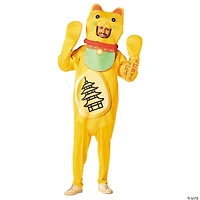 Adults Gold Lucky Cat Jumpsuit Costume - One Size