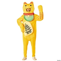 Adults Gold Lucky Cat Jumpsuit Costume - One Size