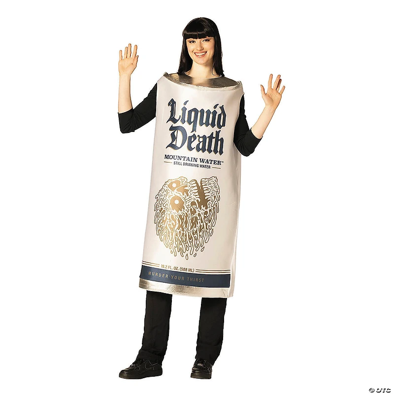 Adults Liquid Death Mountain Water™ Still Drinking Water White Can Tunic Costume - One Size