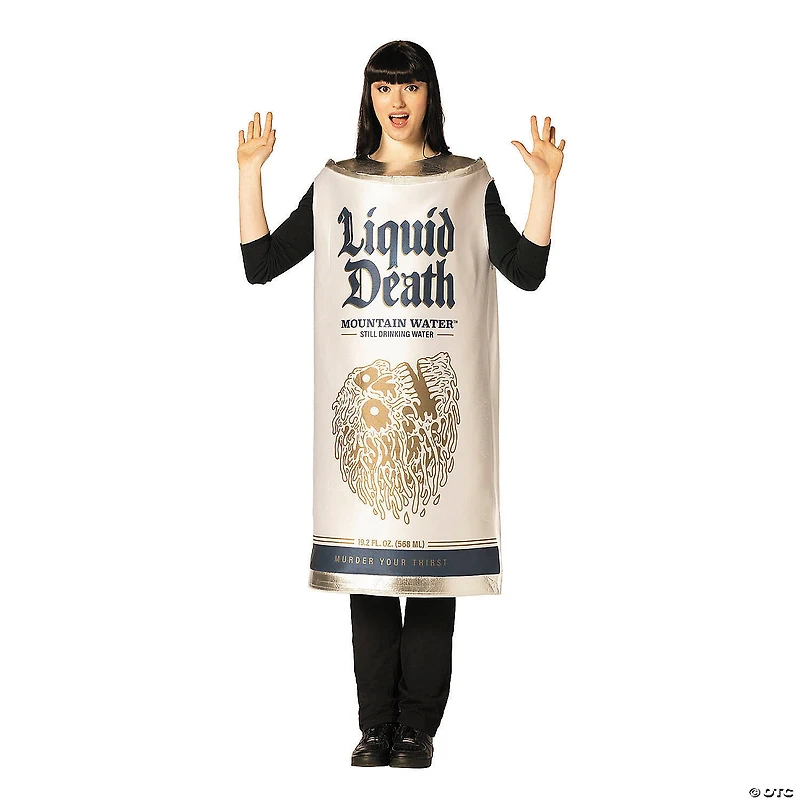 Adults Liquid Death Mountain Water™ Still Drinking Water White Can Tunic Costume - One Size