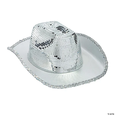 Adults Mirrored Disco with Silver Sequins Cowboy Hat Costume Accessory