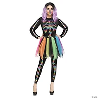 Adults Rainbow Foil Skeleton Costume