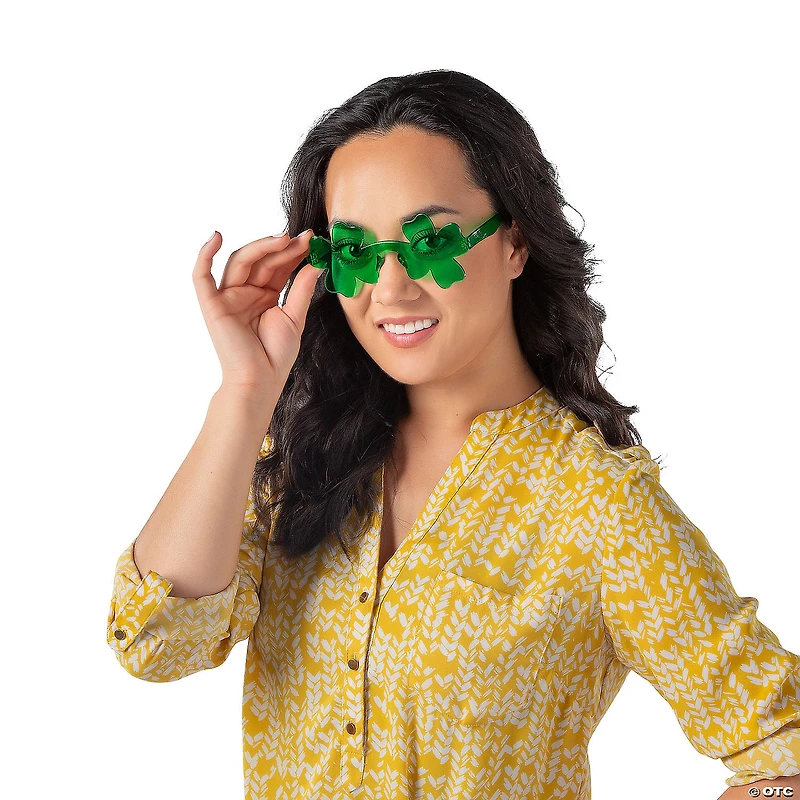 Adults Saint Patrick’s Day Rimless Clover Sunglasses