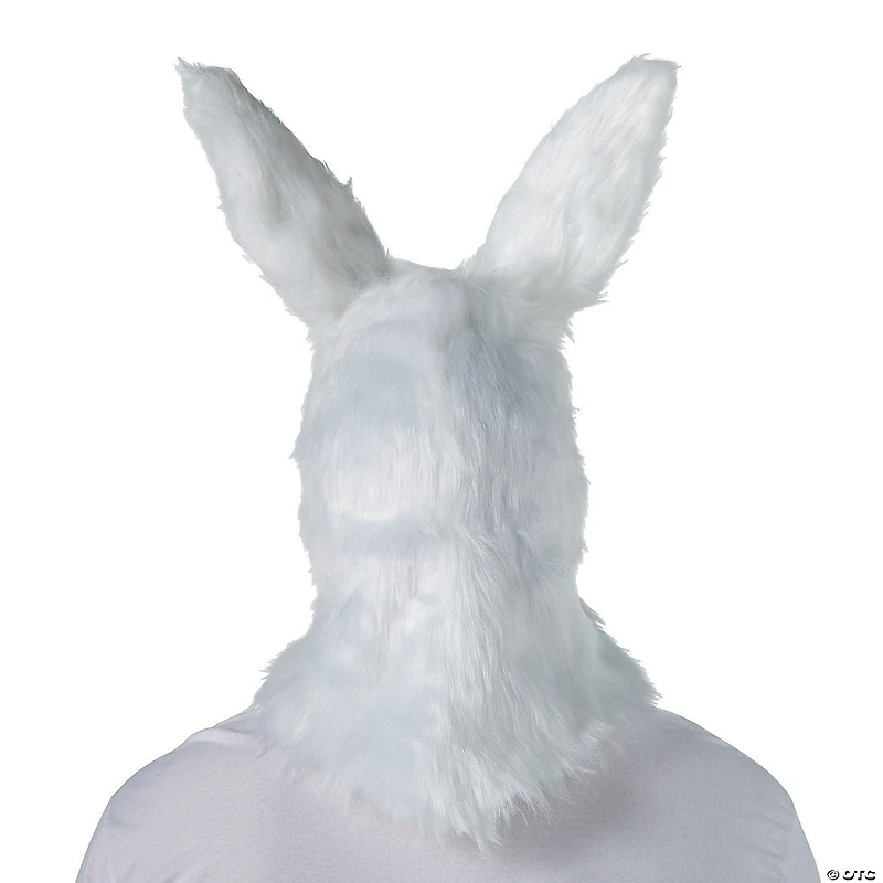 Adults White Rabbit Moving Mouth Overhead Mask - One Size