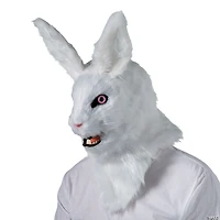 Adults White Rabbit Moving Mouth Overhead Mask - One Size