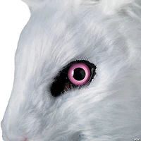 Adults White Rabbit Moving Mouth Overhead Mask - One Size
