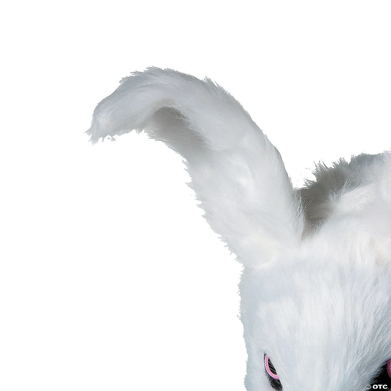 Adults White Rabbit Moving Mouth Overhead Mask - One Size