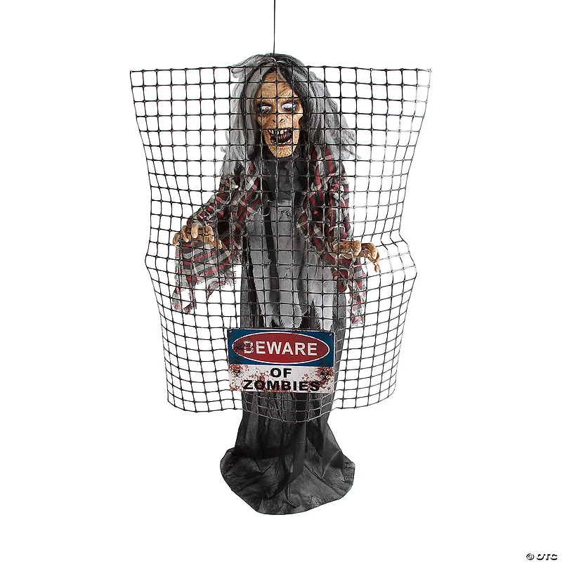 Animated Electric Fence Beware of Zombies Halloween Decoration
