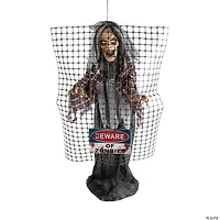 Animated Electric Fence Beware of Zombies Halloween Decoration