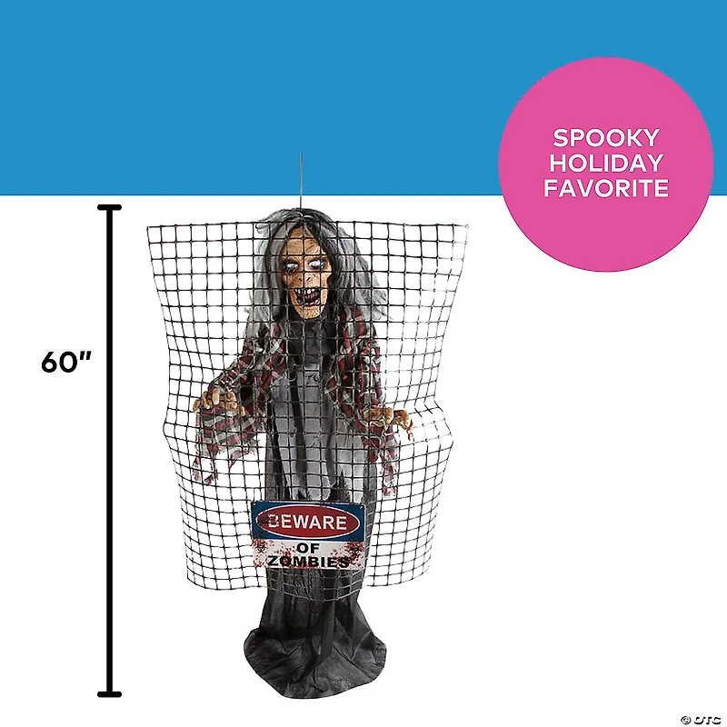 Animated Electric Fence Beware of Zombies Halloween Decoration