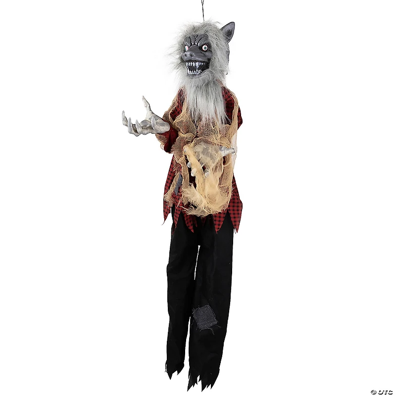 Animated Hanging Werewolf Halloween Decoration - 4'