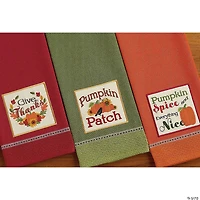 Assorted Country Pumpkin Embroidered Dishtowel (Set Of 3)