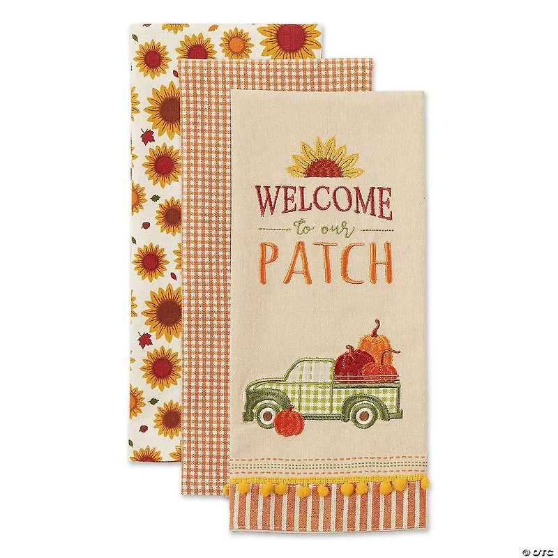 Assorted Pumpkin Patch Truck Dishtowel (Set Of 3)