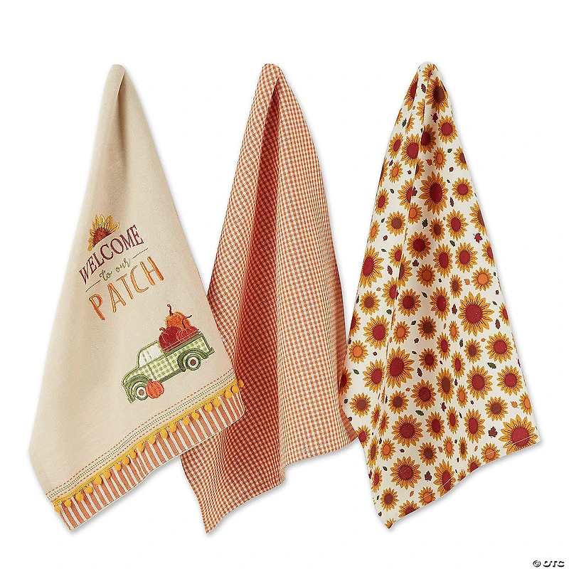Assorted Pumpkin Patch Truck Dishtowel (Set Of 3)