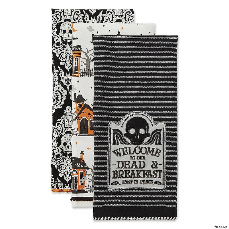 Asst Haunted Hallow Embellished Dishtowel (Set Of 3)