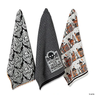 Asst Haunted Hallow Embellished Dishtowel (Set Of 3)