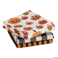Asst Pumpkin Faces Dishtowel (Set Of 3)