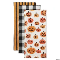Asst Pumpkin Faces Dishtowel (Set Of 3)