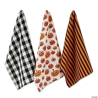 Asst Pumpkin Faces Dishtowel (Set Of 3)