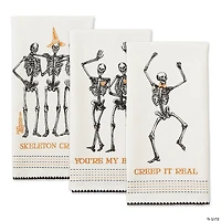 Asst Skeletons Printed Dishtowel (Set Of 3)