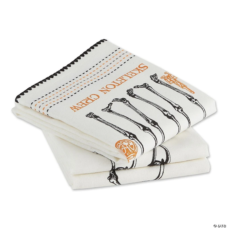 Asst Skeletons Printed Dishtowel (Set Of 3)