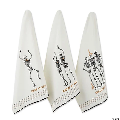Asst Skeletons Printed Dishtowel (Set Of 3)